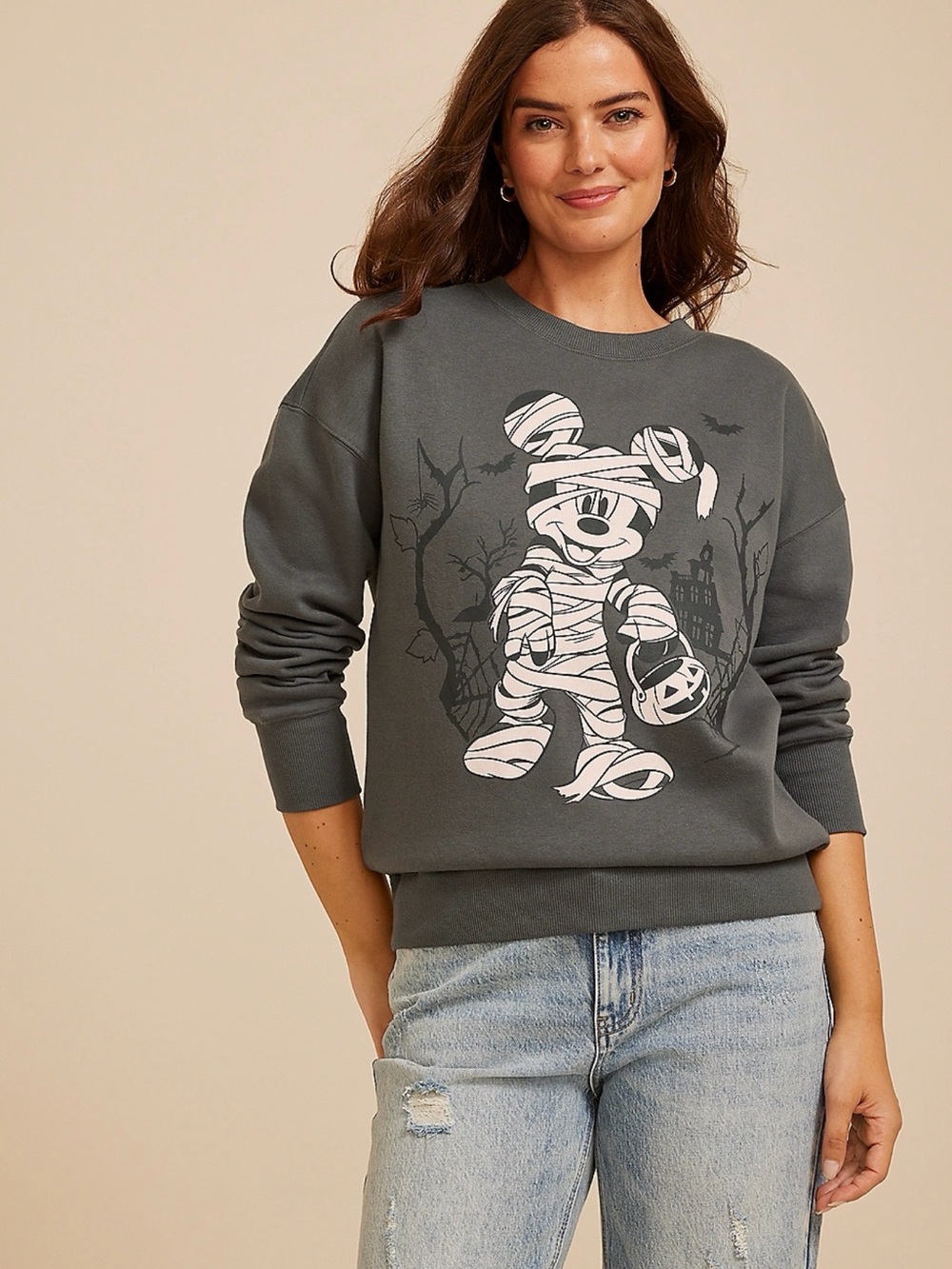 Disney Mickey Mouse Mummy Graphic Sweatshirt - Charcoal Gray